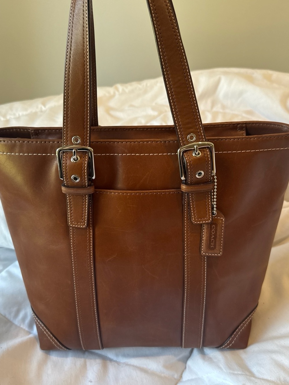 Coach Brown Leather Tote Bag - Classic Hamptons purse